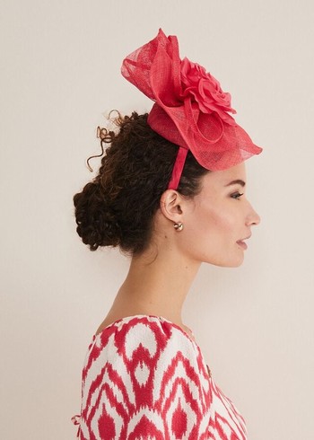 Phase Eight Pink Flower Pillbox Fascinator Hats Red USA | 7496053-QG